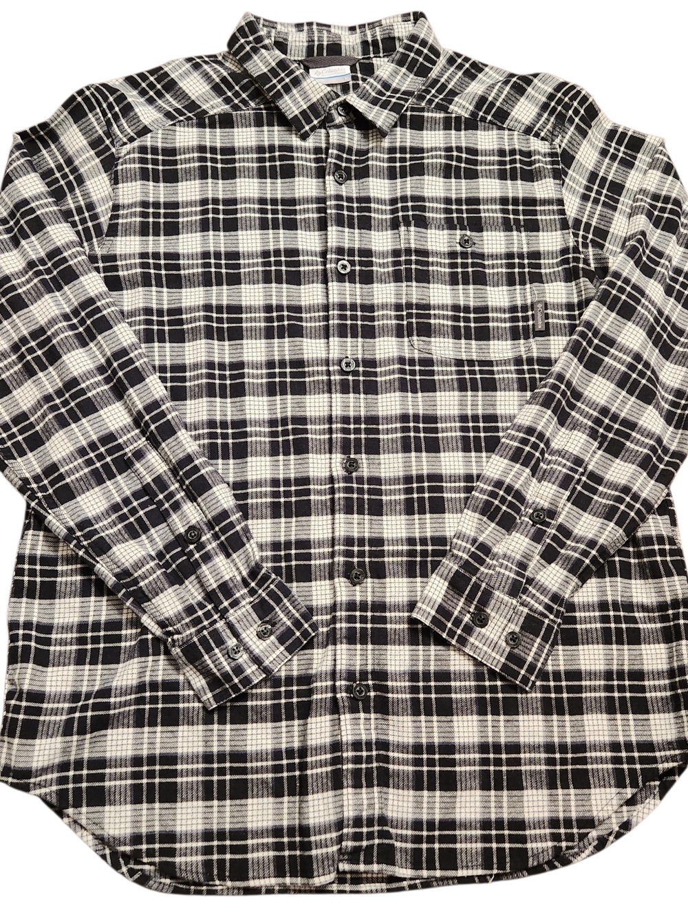 Columbia Flannel Hiking Shirt Sportswear Plaid Cotton Button-Down Outdoor Size L